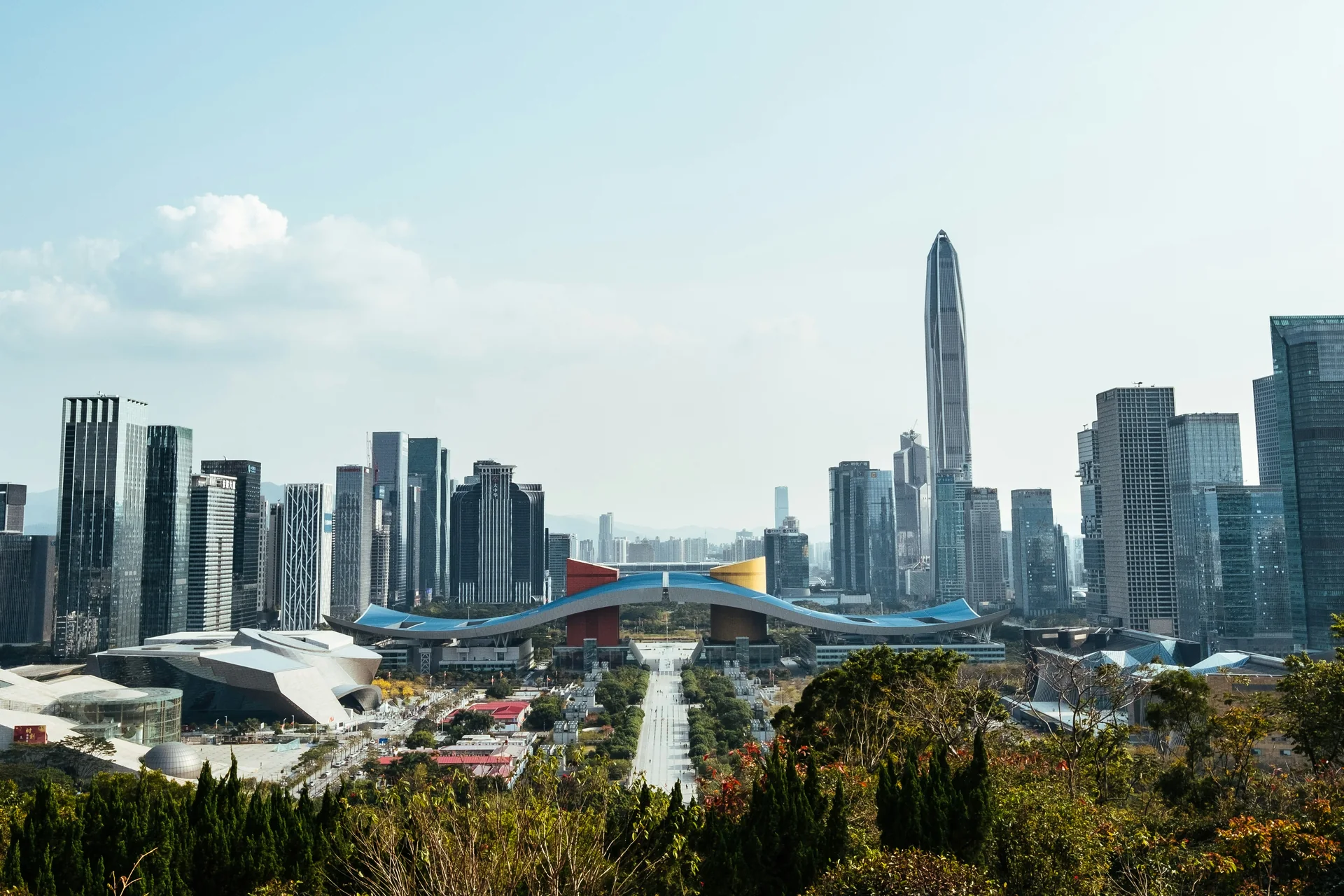 Shenzhen skyline with the Civic Center and Ping An Finance Center